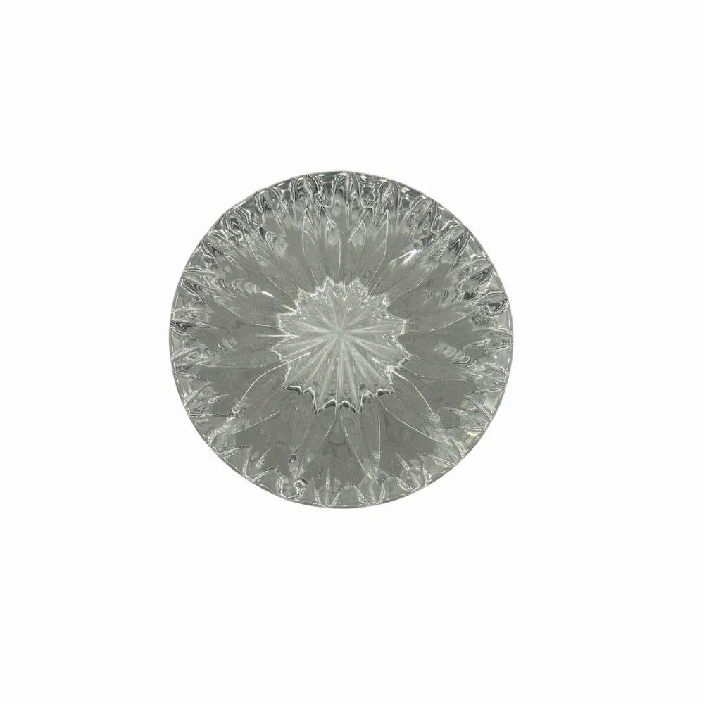 Oneida Cut Glass Flower Vase Clear Scalloped Rim Floral Etched 10 Inch